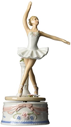 Cosmos 10623 Ballerina aus feinem Porzellan in Weiß Kleid Musical Figur, 9 Zoll