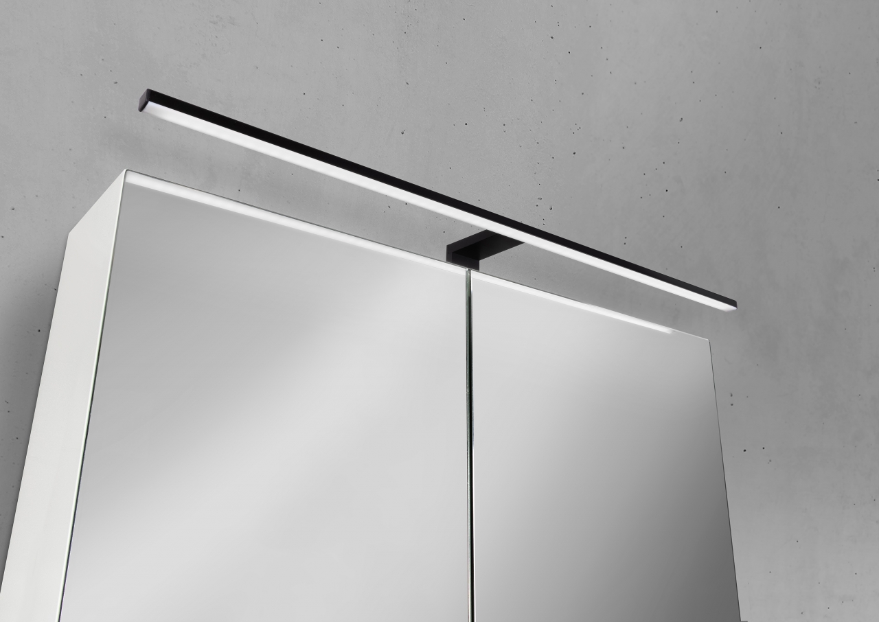 Spiegelschrank 90 cm mit MULTI LED Aufsatzleuchte Beton Anthrazit 5