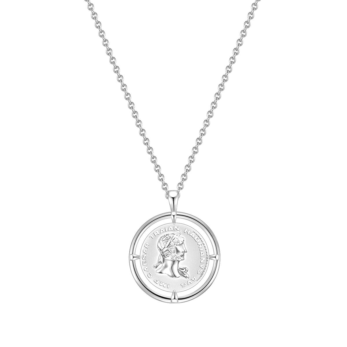 Glanzstücke München Damen-Kette Münze Sterling Silber 925 Julius Caesar - Münzkette für Frauen römisch
