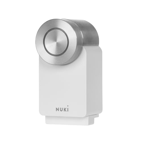 Nuki Smart Lock Pro (4. Generation), smartes Türschloss mit WLAN und Matter für Fernzugriff, elektronisches Türschloss macht das Smartphone zum Schlüssel, mit Akku Power Pack, weiß