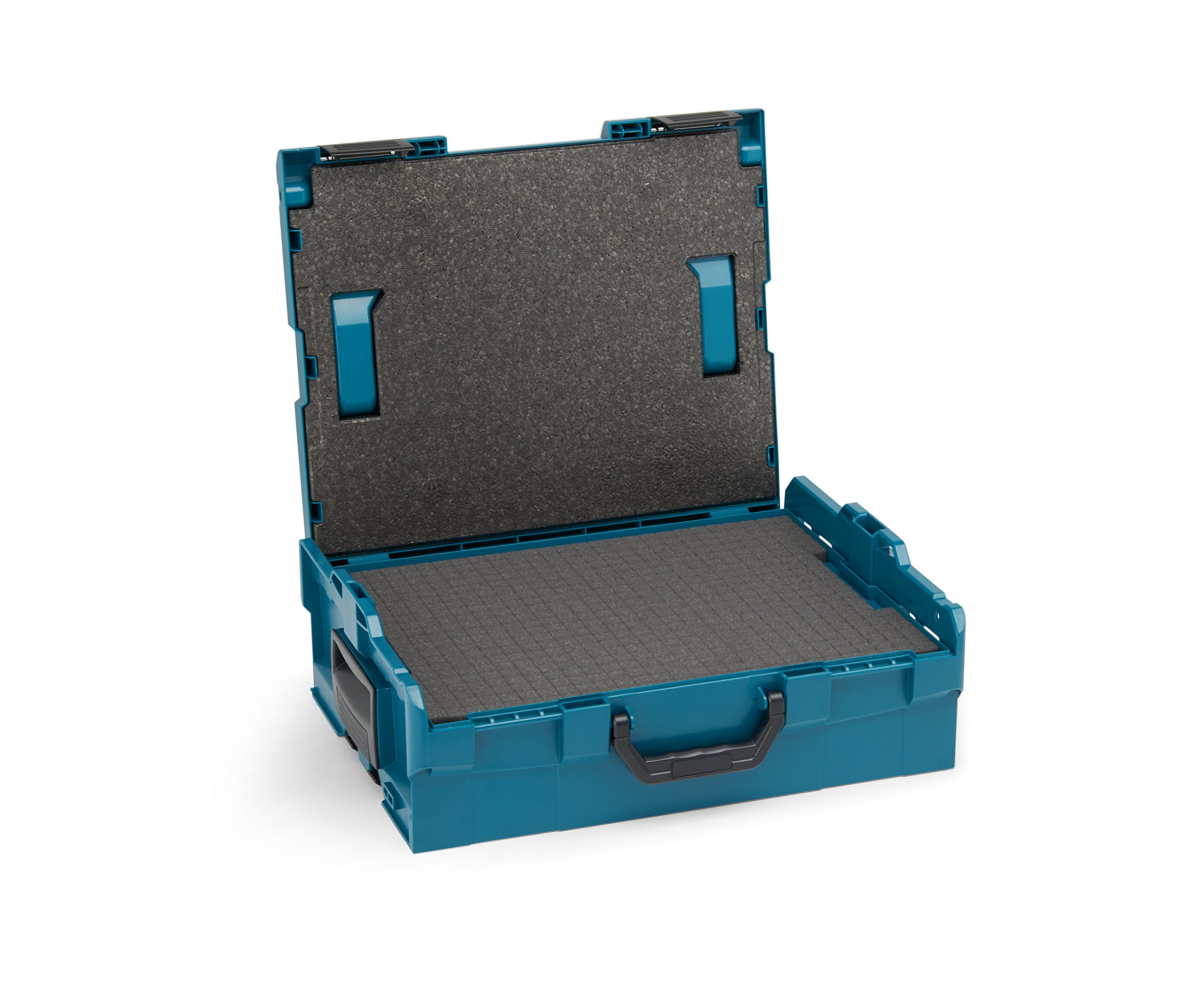 L-BOXX 136 grün mit Schnitteinlage von Bosch Sortimo | Werkzeugkoffer stapelbar zur indivudellen Anpassung mit Würfel-Schaumstoff