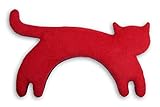 Leschi Wärmekissen - Körnerkissen für Mikrowelle - Tier Katze Rot - anschmiegsames Nackenkissen mit Bio Weizen - ideal als Wärmespender im Winter und bei Verspannungen an Nacken Schulter Hals