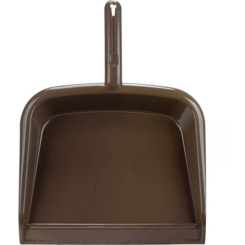 SPARTA Große Hand-Kehrschaufel mit Aufhängeloch, robuste Kunststoff-Kehrschaufel mit breiter Lippe für Arbeitsplatten und Oberflächen, Kunststoff, 25,4 cm, Braun