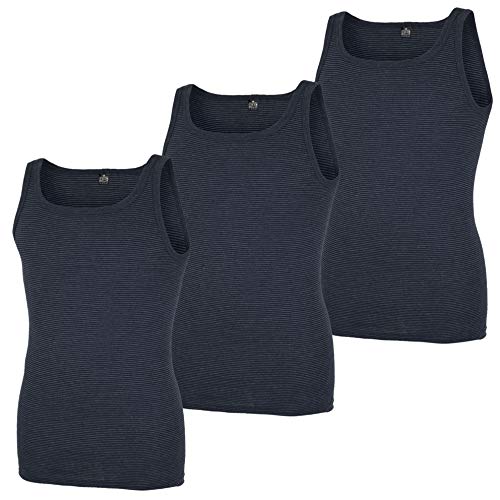 Götzburg Herren Unterhemden ohne Arm, 4 Stück, Achselhemd, Feinripp, Geringelt, Navy (4, 8 / (XXL))