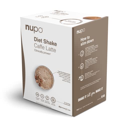 NUPO Diet Shake Caffe Latte – Premium Diät-Shake zum Abnehmen I Kompletter Mahlzeitersatz zum Abnehmen I 12 Portionen I Very low calorie diet, glutenfrei, GMO frei