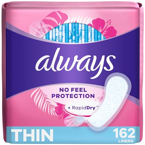 Always Thin Dailies Wrapped Liners, Unscented, 162 Count by Always