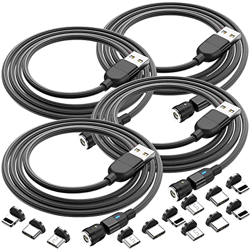 Callstel Magnet-Ladekabel iPad: USB-Kabel, magnetischer Stecker für USB-C, Micro USB, Lightning, 4er (Magnet-USB-Adapter)