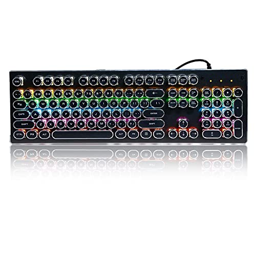 Mechanische Tastatur mit kabelgebundenem Spiel, Tastatur mit 104 Tasten und gemischtem Licht für Computer, wasserdichte und staubdichte mechanische Tastatur mit ergonomischem Design(schwarz)