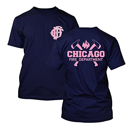 Chicago Fire Dept. - T-Shirt mit Axt-Logo und Schriftzug (Pink Edition) (3XL)