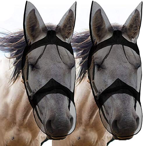 2 Stück Anti-Fliegen-Maske für Pferd/Pony, Pferde-Gesichtsmaske, Pferde-Nasen-Abdeckung, Pferde-Zubehör, bequem, leicht, atmungsaktiv, Pferde-Maske, XL