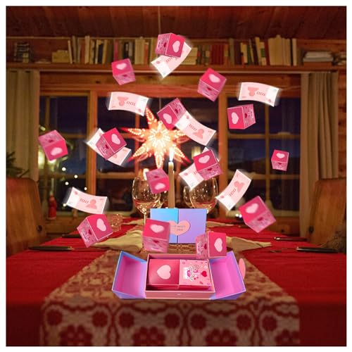 Überraschungsbox-Geschenkbox, Surprise Gift Box, Geschenkbox Überraschungsbox Explosionsbox, Geldgeschenke Verpackung für Geburtstag Weihnachten Valentinstag (mit 12 Faltbare Bounce Box)