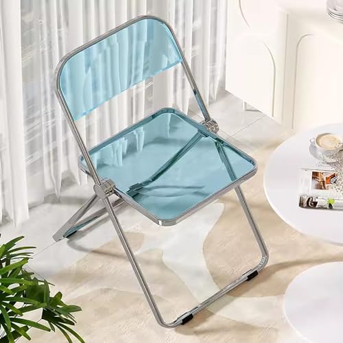 zxhrybh Moderner Acryl-Klappstuhl, Klappstuhl Camping, PC-Kunststoffstühle für das Wohnzimmer, Folding Chair für Draußen und Drinnen (Size : B+Light Blue)