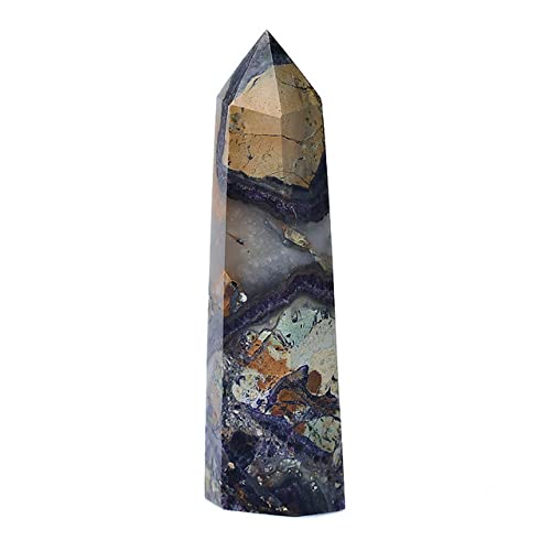 LIJUCAI Natürlicher Kristallpunkt-Kalzitstein-Obelisk, bunter Quarzstab, schöne Verzierung für Wohnkultur, Energiesteinpyramide, zufällige Farbe, 50,60 mm