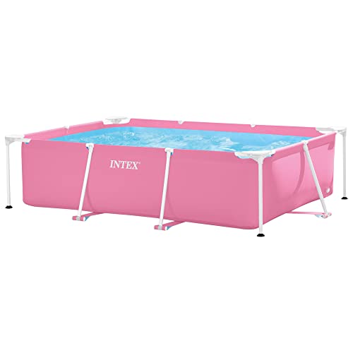 Intex 2,2 m x 1,5 m x 60 cm Pink Rectangular Frame Pool, Set-up Size: 2.20m x 1.50m x 60cm (28266NP)
