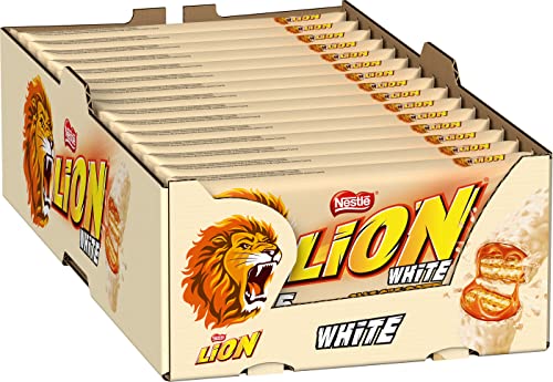 Nestlé LION Multipack, Schokoriegel mit weißer Glasur, leckerer Karamell-Füllung und knuspriger Waffel, Süßigkeiten Großpackung, 15er Pack (5 x 30g)