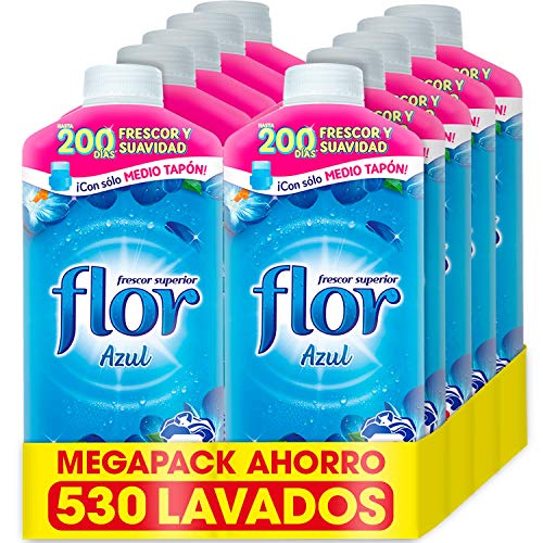 Flor - Weichspüler Konzentrat, blauer Duft - 10er Pack (10 Stück) bis zu 530 Dosen