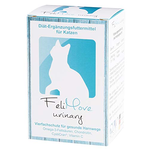 FeliMove MHD-Aktion, 1 Pkg Urinary, speziell für Katzen bei Erkrankungen der unteren Harnwege (Fus/FLUTD) mit patentiertem CystiCran (Cranberry-Extrakt), EPA, Chondroitin und Vitamin C