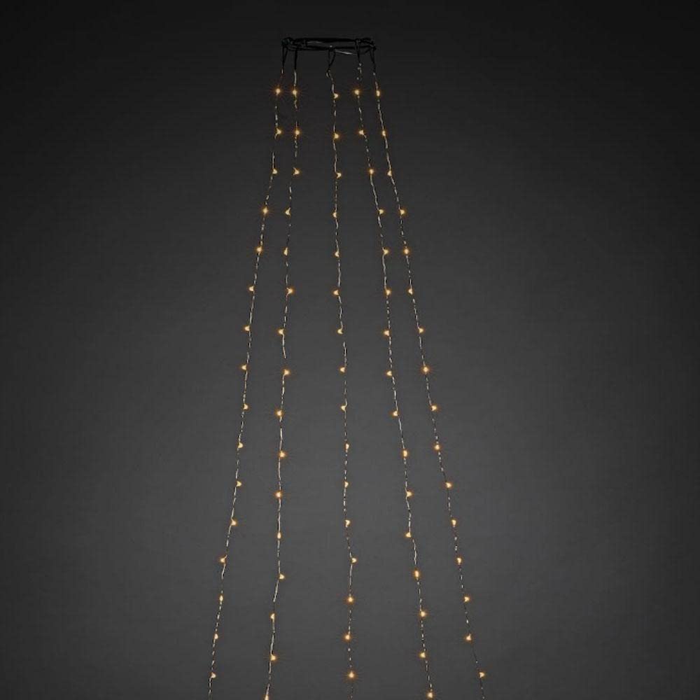 Konstsmide, 6377-890, LED Baummantel mit Ring Ø 11, LED Tropfen, 5 Stränge à 36 Dioden , vormontiert, 180 bernsteinfarbene Dioden, 14V_Innentrafo, silberfarbenes Kabel, 180 LEDs