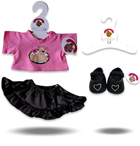 Build Your Bears Wardrobe Teddybär-Kleidung, hübscher Bärenrock, Outfit und Schuhe, passend für Build a Bear (schwarz)