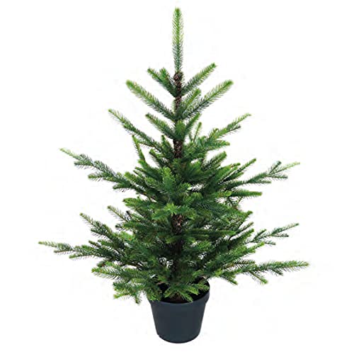 NOMA Nordman-Tannen-Weihnachtsbaum, 91 cm, Grauer beschwerter Basistopf, für den Innenbereich