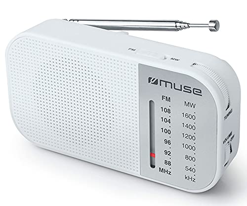 Muse M-025 RW Weiß, analog, Am/FM, tragbar, mit integriertem Lautsprecher, ausziehbarer Antenne