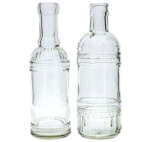12 x Dekoflaschen H 20,5 cm - Ideal als Vase und Kerzenhalter für Stabkerzen - Stilvoll als Vase Vintage - Glas Flaschen - Deko Flaschen - Deko Vasen - Glasvasen