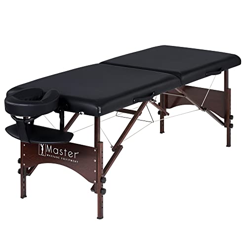 Master Massage 71cm Argo Mobil Massageliege Klappbar Massagebett Massagebank Tisch Portable Beauty Bed Walnussholzbeine und Tragetasche Paket-Schwarz