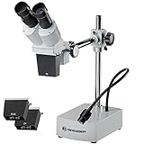 Bresser Mikroskop Biorit ICD-CS 5x-20x Auflicht Stereo Mikroskop mit 3 Wechselobjektiven, LED und 230mm Arbeitsabstand ,weiß