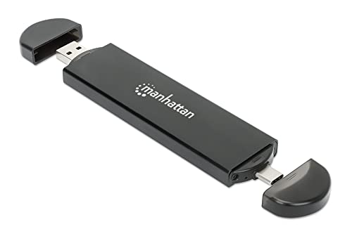 Manhattan USB zu SDD Schrank M.2 NVMe und SATA 130639 USB 3.2 Gen 2 Typ-C Stecker und Typ A Stecker für SSDs 2230/2242/2260/2280 mit M-Schlüssel oder Schlüssel B+M