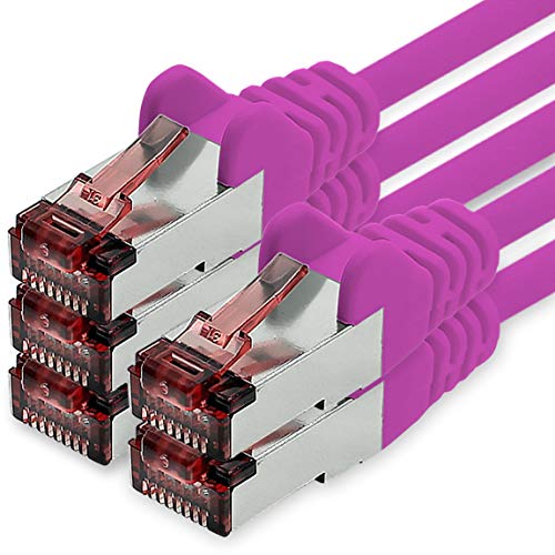 1CONN Cat6 Netzwerkkabel 5 X 10m magenta Ethernetkabel Lankabel Cat6 Lan Netzwerk Kabel Sftp Pimf Patchkabel 1000 Mbit s