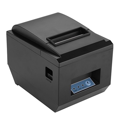 Excelvan Thermo-Bon- und Ticketdrucker, USB-Schnittstelle, 80 mm, 250 mm/sec, kompatibel mit Android, Windows und Linux, Schwarz