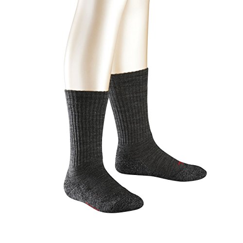 FALKE Kinder Active Warm K SO sportliche Outdoor Socken, Grau (Asphalt Melange 3180), 31-34