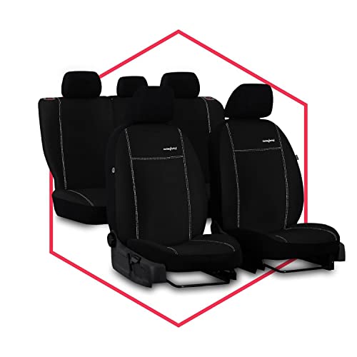 Saferide 3er Set Autositzbezüge PKW universal | Auto Sitzbezüge Velourslederimitat Schwarz für Airbag geeignet | für Vordersitze und Rückbank 1+1 Autositze vorne und 1 Sitzbank hinten teilbar 2