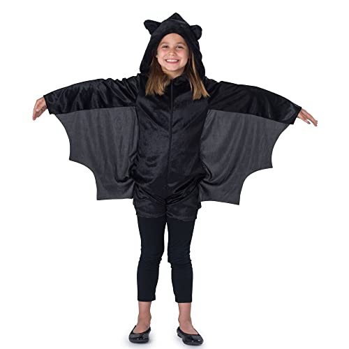 Dress Up America Unisex-Kinder-Fledermaus-Kostüm für Kinder Mädchen, schwarzer Fledermaus-Overall mit Flügeln ideal für Rollenspiele und Spaß, Mittel (8-10 Jahre)