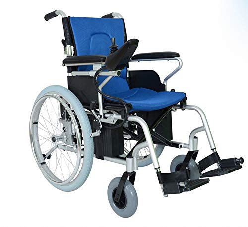 GZZ Älterer Elektroroller Manuelle Elektrische Dual-Assised Rollstuhl,Blau,Einheitsgröße