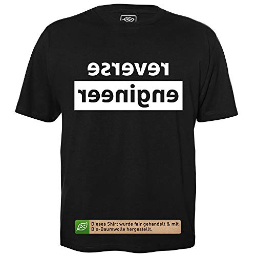 Reverse Engineer - Herren T-Shirt für Geeks mit Spruch Motiv aus Bio-Baumwolle Kurzarm Rundhals Ausschnitt, Größe M