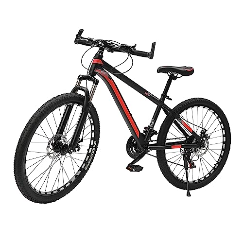 NaMaSyo 26 Zoll 21 Gang Mountainbike Fahrrad Vollfederung Scheibenbremse MTB Erwachsenen Schaltung Mountain Bike mit Schutzblechen für Outdoor-Touren Camping Damen Herren (Schwarz Rot)