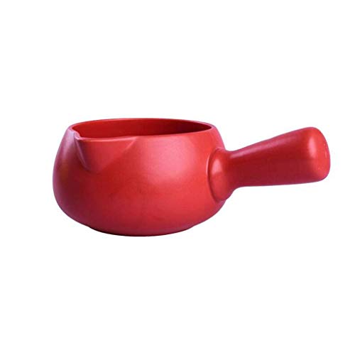 Sywlwxkq Suppenschüsseln mit Griff Keramik Eierbrei Hafermilch Milch Instant Nudeln Kinder Baby einfarbig-rot-700ML