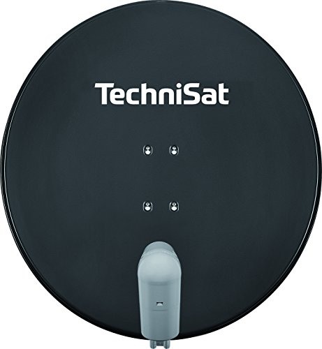 TechniSat SATMAN 850 PLUS – Satellitenschüssel für 4 Teilnehmer (85 cm Sat Spiegel mit Masthalterung und UNYSAT Quattro-Switch LNB im Wetterschutz-Gehäuse) grau