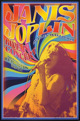 Janis Joplin Poster Live In Concert (93x62 cm) gerahmt in: Rahmen schwarz