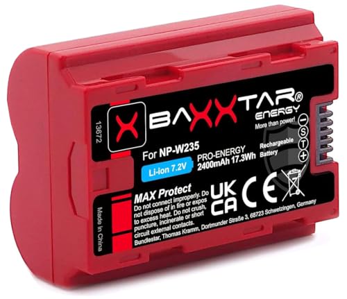Baxxtar V1 MaxProtect Akku NP-W235 (2250mAh) mit Transportschale - kompatibel mit Fuji Fujifilm GFX-100S X-H2 X-H2S X-T4 X-T5