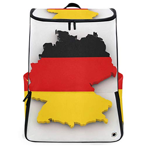 FANTAZIO Rucksack Landkarte Deutschlandflagge Laptop Outdoor Reise Wandern Camping Rucksack Pack Casual Groß College Schule Daypack