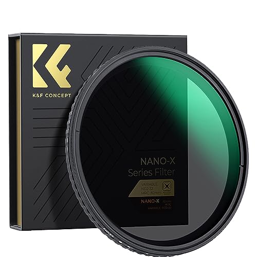 K&F Concept 82MM Variabler Fader ND Filter Neutral Density Variabler Filter ND2 bis ND32 (1-5 Stop) für Kameraobjektiv NO X Spot, Ultra-Slim Multi Layer Nano Coated