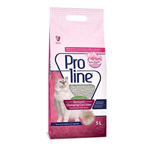 Pro Line Clumping Cat Litter Flocked Katzenstreu Babypuder 5L * 4 Stück