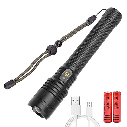 60000 Lumen XHP90 LED-Taschenlampe, leistungsstärkste USB-Direktaufladung Zoombare Wasserdicht Taktische Taschenlampe mit 18650 Akku für Outdoor Sport Wandern Camping und Angeln