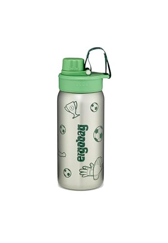 ergobag Edelstahl Trinkflasche Edelstahl Trinkflasche mit verschiedenen Motiven für Kinder, 500ml, BPA-frei, auslaufsicher, leicht zu reinigen Green - Grün