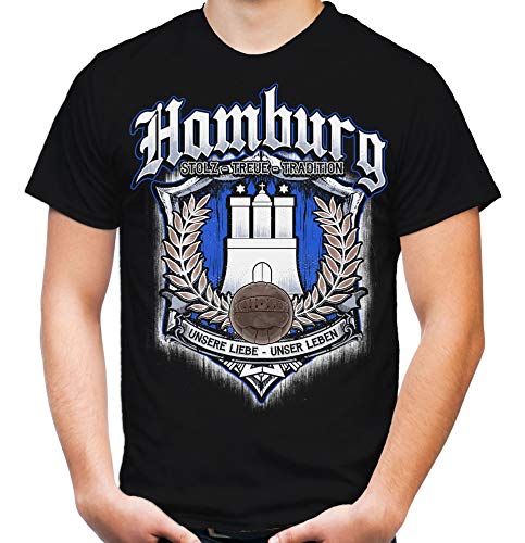 Für Immer Hamburg Männer und Herren T-Shirt | Sport Fussball Stadt Fan (3XL, Schwarz Druck: Bunt)