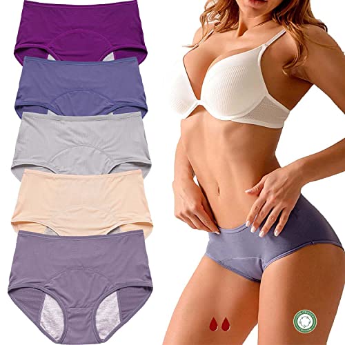 Everdries Auslaufsichere Unterwäsche für Frauen Inkontinenz 5 STÜCKE, Hohe Taille Auslaufsichere Periodenschutzhöschen, Hohe Taille Auslaufsichere Unterwäsche (S,5 Stück-A)
