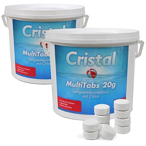 Cristal Set 2x MultiTabs 20g - 5 kg, Wasserpflege, Poolpflege, Chlor, Multifunktionspflege, Bayrol