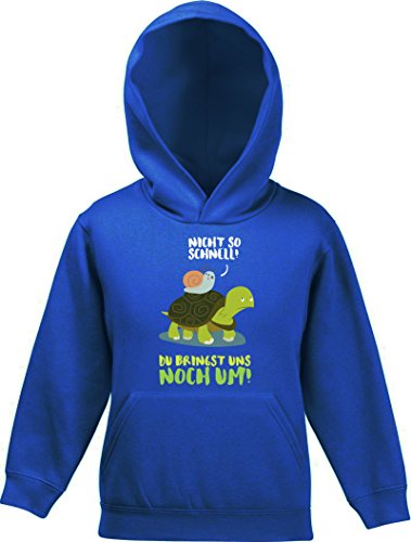 ShirtStreet Turtle Kinder Kids Kapuzen Hoodie - Pullover mit Turbo Schildkröte Motiv, Größe: 116,Royal Blau